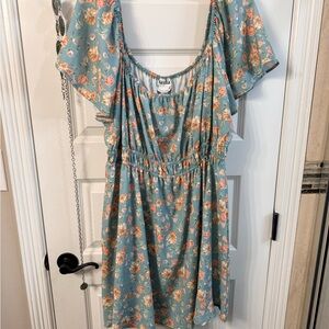 ARULA Floral Blue and Orange Mini Dress